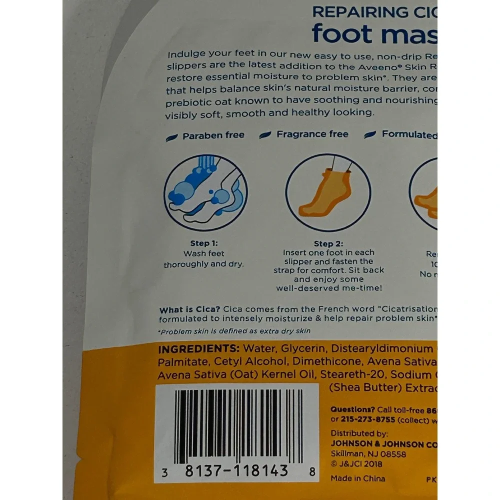 Aveeno Repairing Cica Foot Mask lot of 2 Prebiotic Oat Shea Butter 1 Pair each
